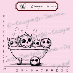 Tampon boules de poil baignoire - chats - Tampon silicone clear