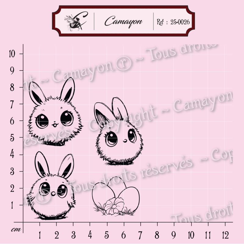 4 Tampons de Pâques et œufs - lapins - Tampon silicone clear