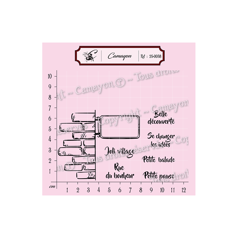 1 Tampon mur, panneau et 6 mots - belle découverte - Tampon silicone clear