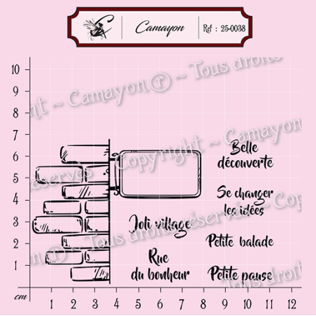1 Tampon mur, panneau et 6 mots - belle découverte - Tampon silicone clear