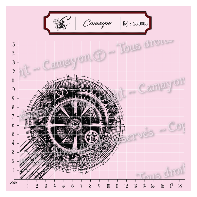 Tampon Fond grunge cercle steampunk 5 - Tampon silicone clear