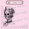 Tampon grunge steampunk tête de mort skull 3 femme au chapeau - Tampon silicone clear