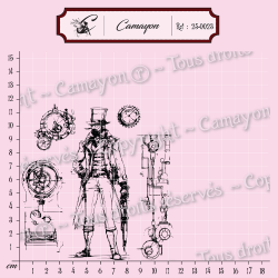 Tampon grunge steampunk engrenage homme au chapeau - Tampon silicone clear