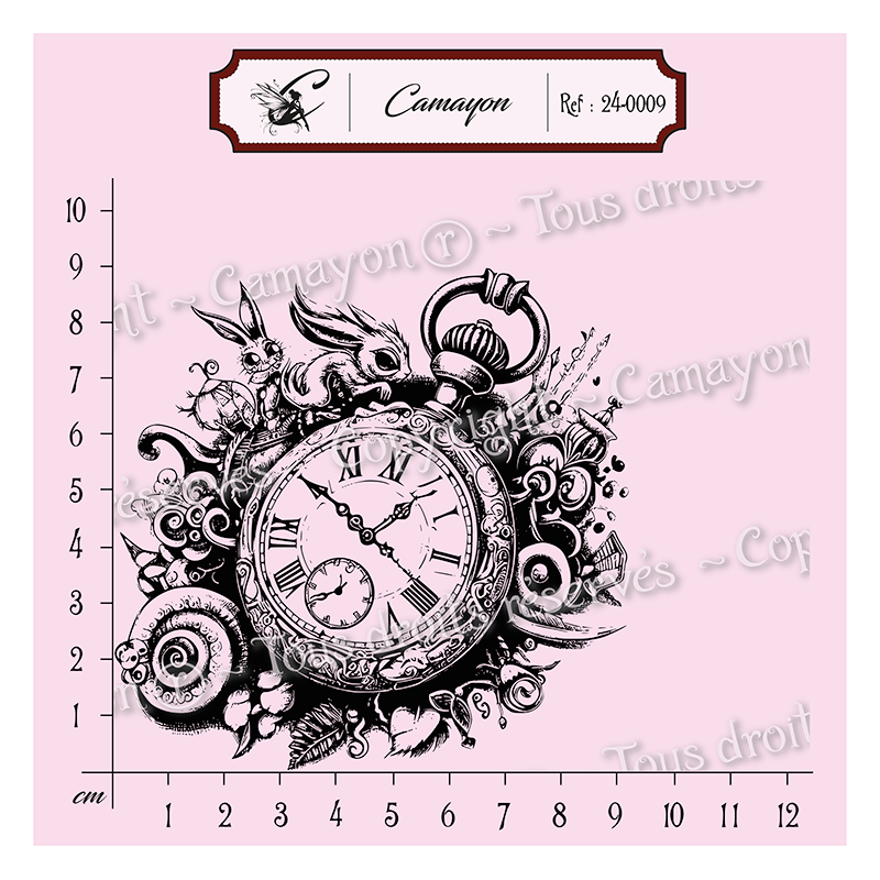 Tampon Alice au pays des merveilles - Montre à gousset - Tampon silicone clear