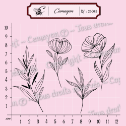 4 Tampons fleurs et feuillage - Tampon silicone clear
