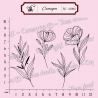 4 Tampons fleurs et feuillage - Tampon silicone clear