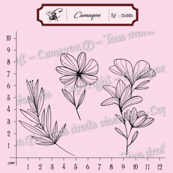 3 Tampons fleurs et feuillage - Tampon silicone clear