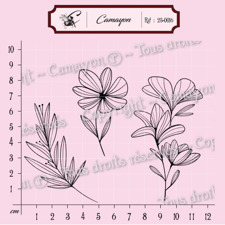 3 Tampons fleurs et feuillage - Tampon silicone clear